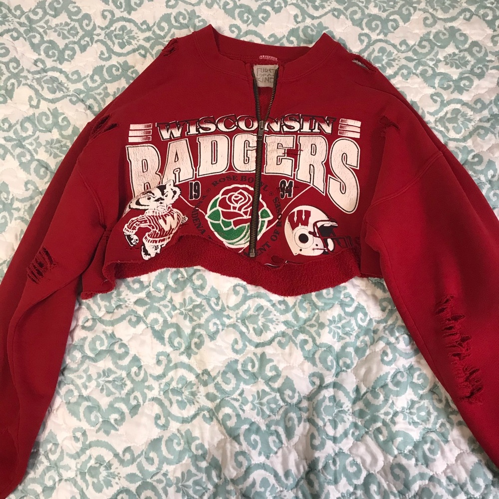 LF distressed Wisconsin sweatshirt cropped